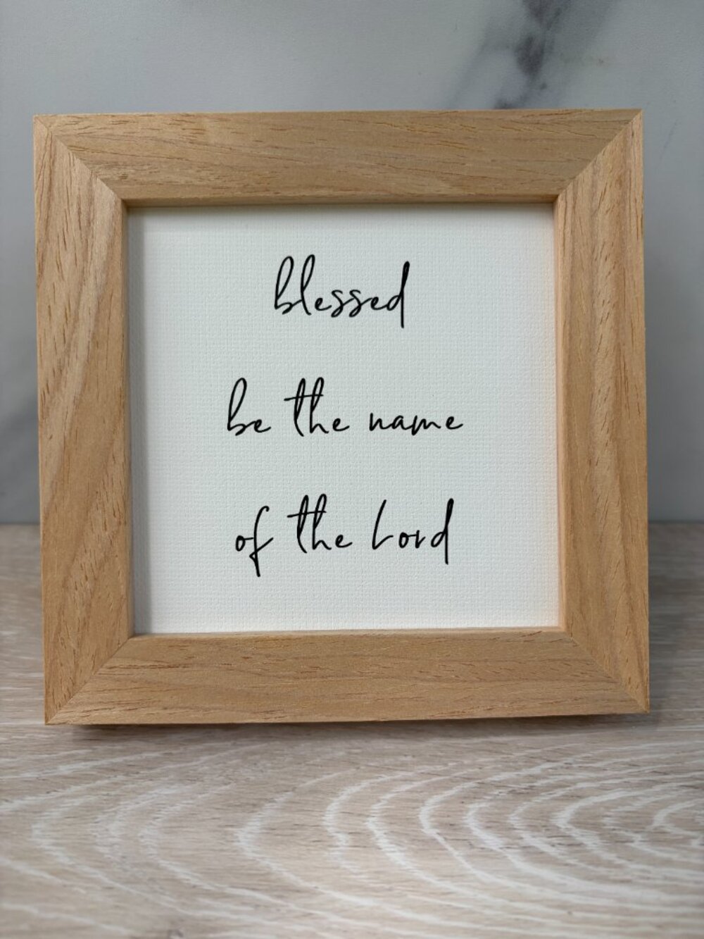 Blessed Be The Name Framed Canvas Sign 4x4 Natural Boho Rustic Tiered Tray
